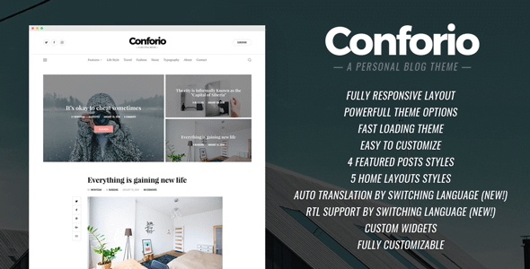 Conforio - A Personal Blogger Blog Theme